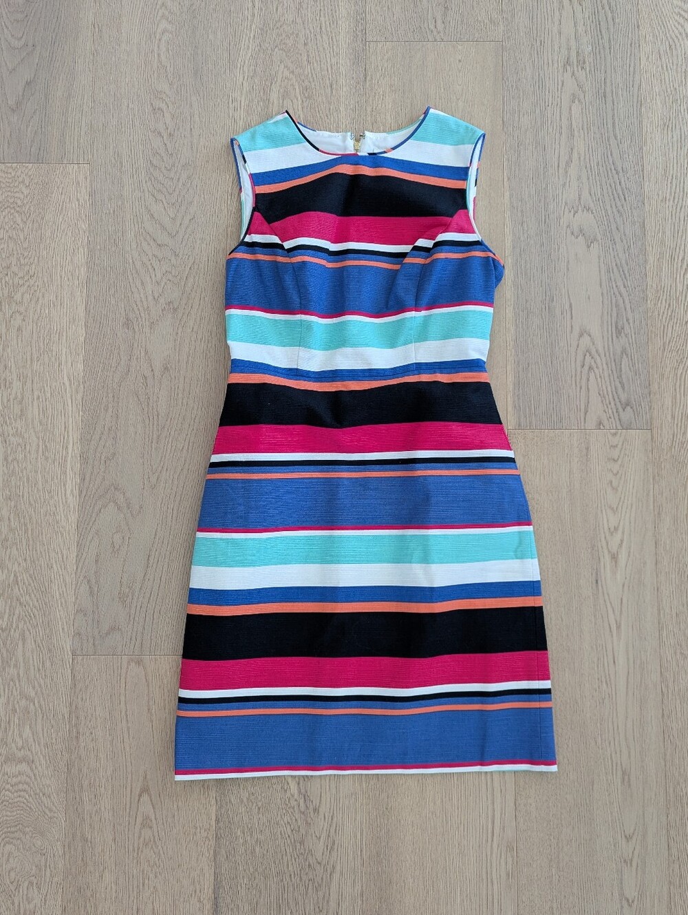 Kate Spade Sleeveless Multi-Stripe Mini Dress - Blue, Black, Pink, Teal